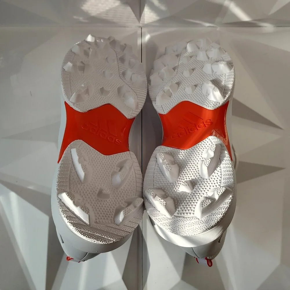 Adidas Mens Football Cleats 16 White Orange Shoe Lacrosse Nasty Mid Top Logo - Picture 5 of 11